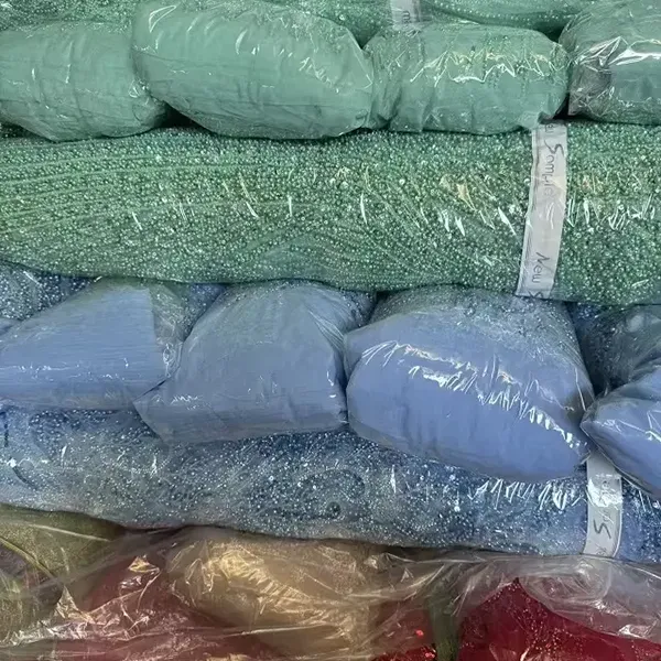 White Beaded Embroidery Lace Fabric Luxury White Bridal Wedding Dress Sequence Beaded Embroidery Lace Fabric